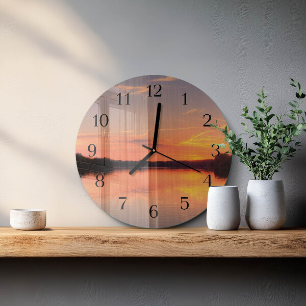 Wanduhr rund Sonnenuntergang