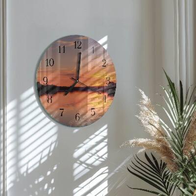 Wanduhr rund Sonnenuntergang