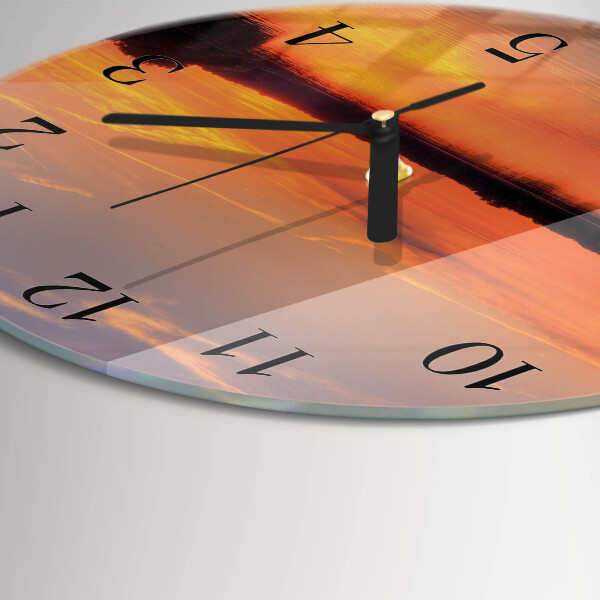 Wanduhr rund Sonnenuntergang
