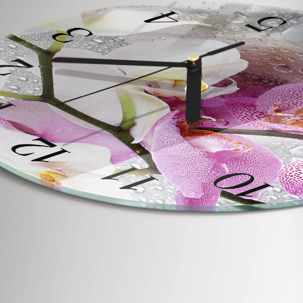 Wanduhr rund Orchidee