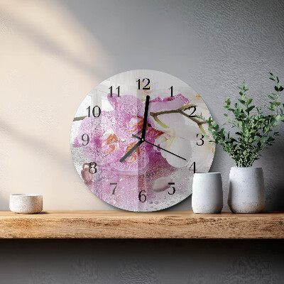 Wanduhr rund Orchidee