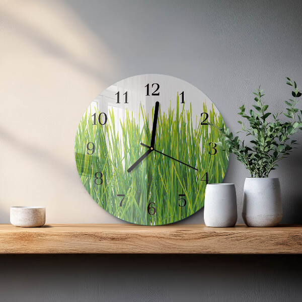 Wanduhr rund Gras