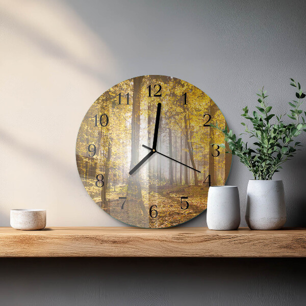 Wanduhr rund Herbst im Wald