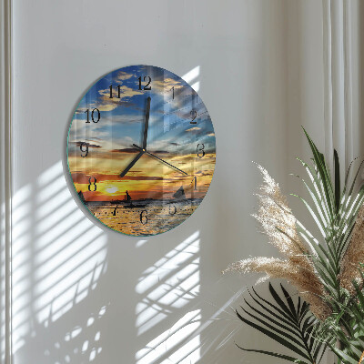 Wanduhr rund Sonnenuntergang