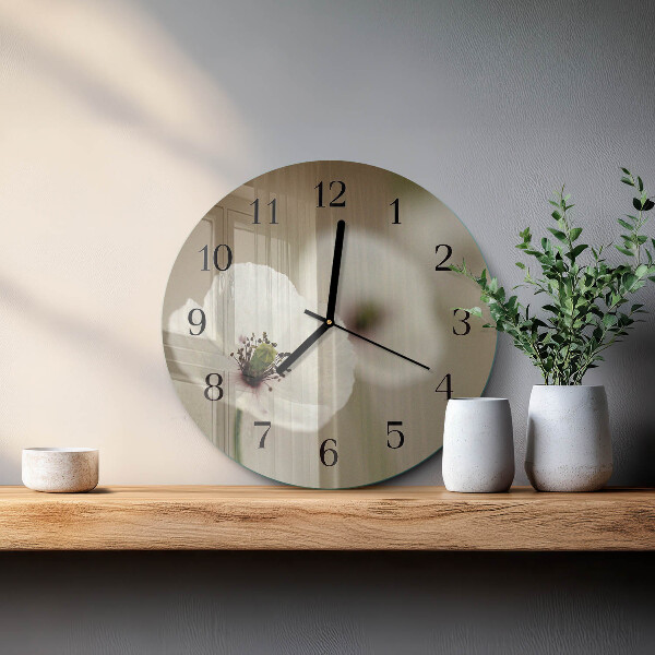 Wanduhr rund Mohn
