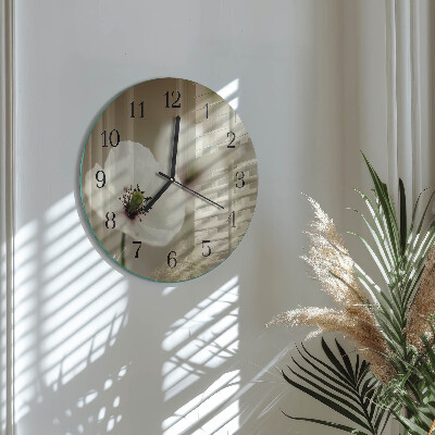 Wanduhr rund Mohn