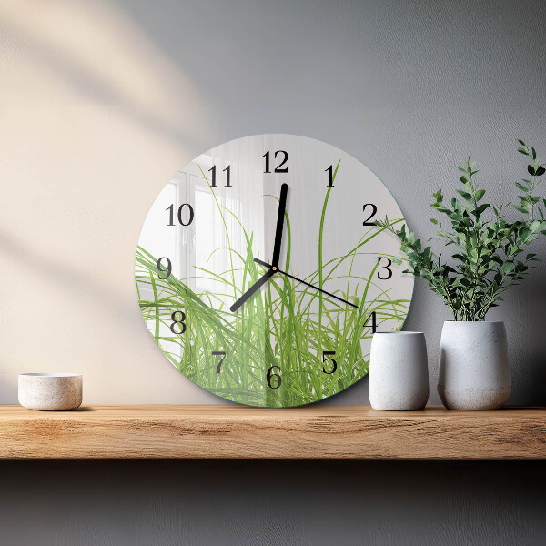 Wanduhr rund Gras