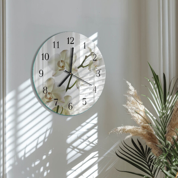 Wanduhr rund Orchidee