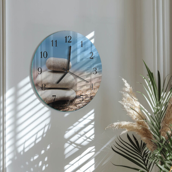 Wanduhr rund Steine