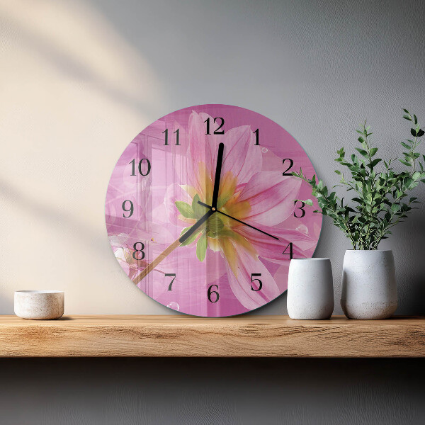 Wanduhr rund Blume