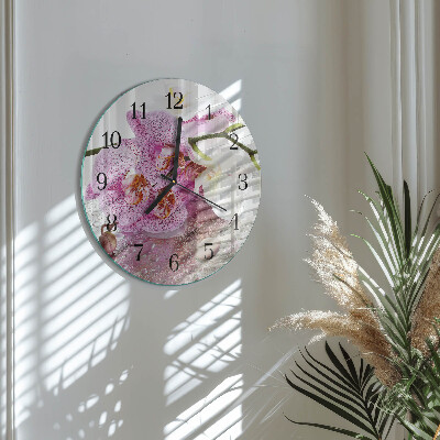 Wanduhr rund Orchidee
