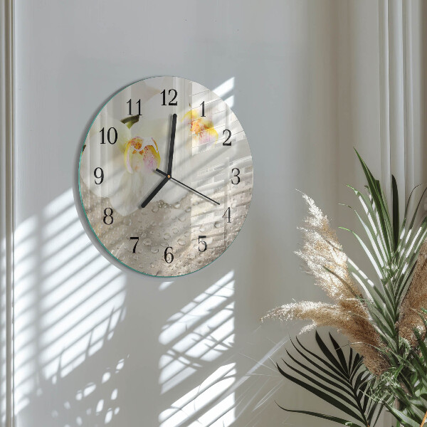 Wanduhr rund Orchidee