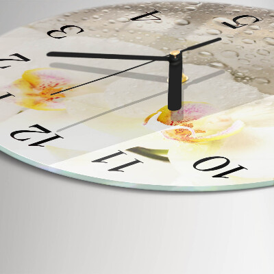 Wanduhr rund Orchidee