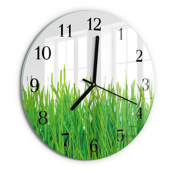 Wanduhr rund Gras
