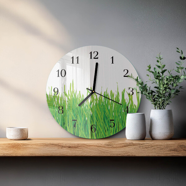 Wanduhr rund Gras