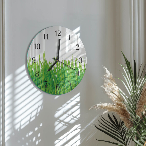 Wanduhr rund Gras