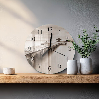 Wanduhr rund Holzbrücke