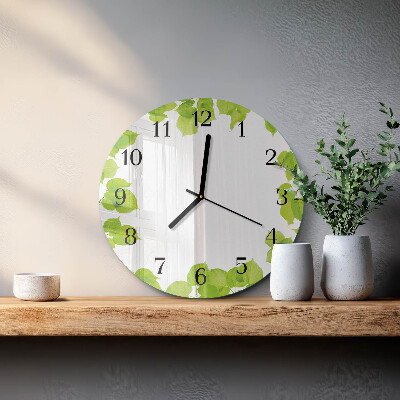 Wanduhr rund Blätter
