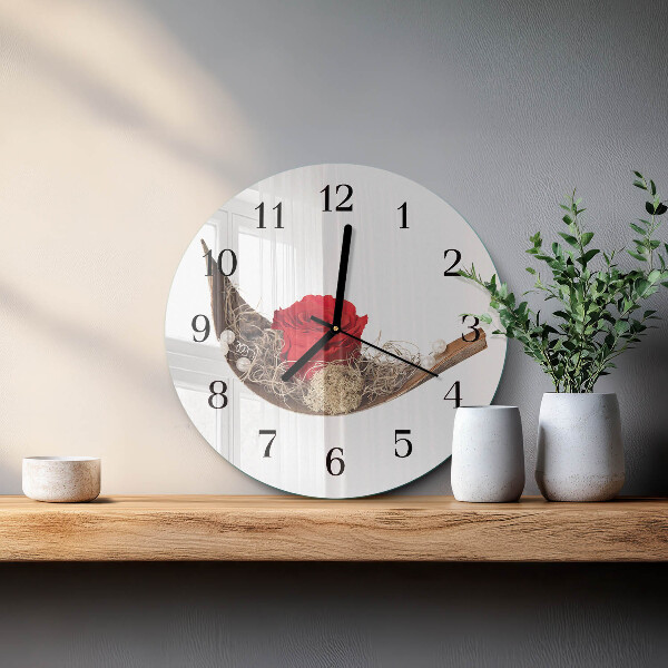Wanduhr rund Rose