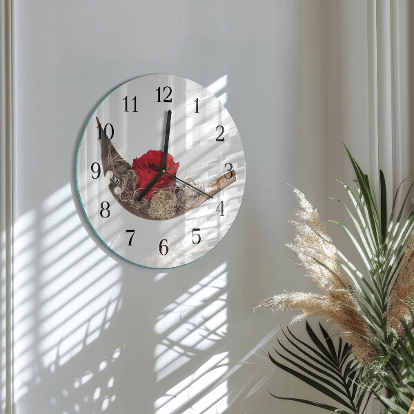 Wanduhr rund Rose