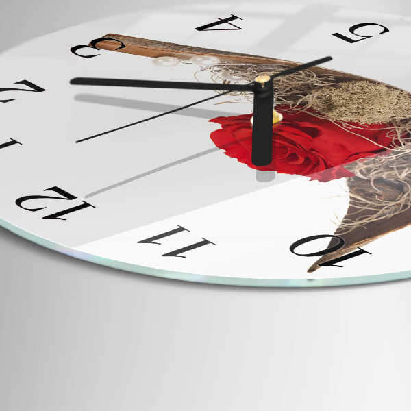 Wanduhr rund Rose
