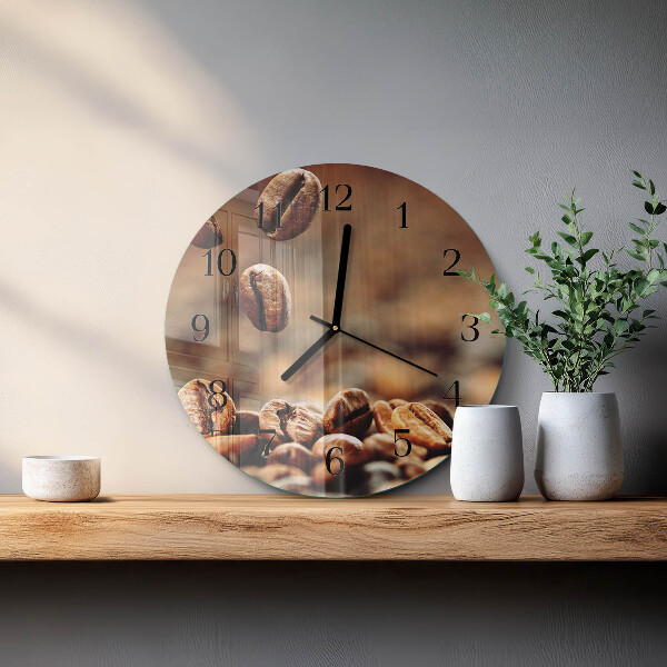 Wanduhr rund Kaffeebohnen