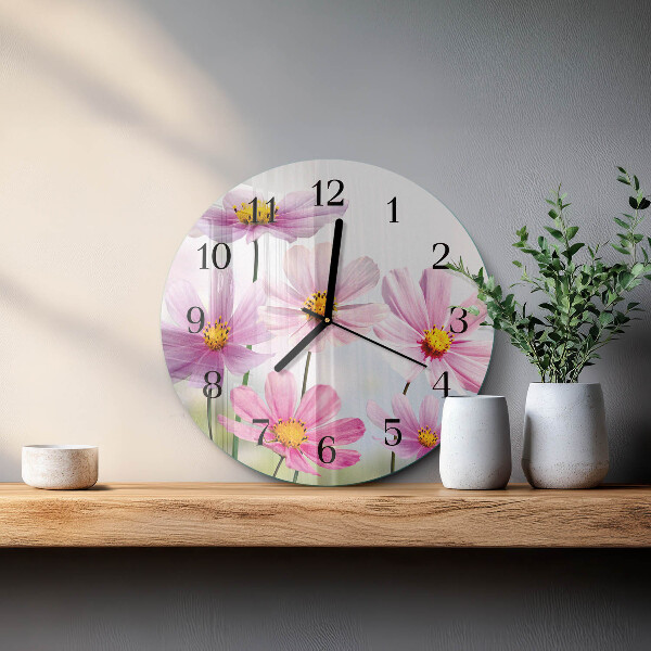 Wanduhr rund Blumen