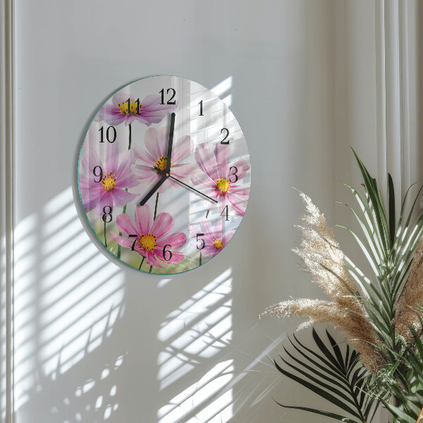 Wanduhr rund Blumen
