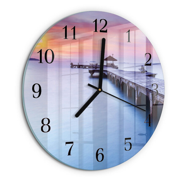 Wanduhr rund Holzbrücke