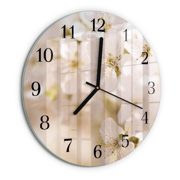 Wanduhr rund Blumen