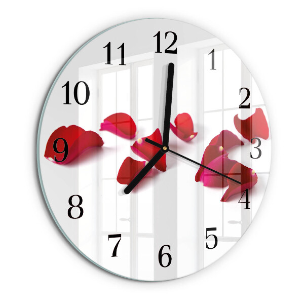 Wanduhr rund Rosenblätter