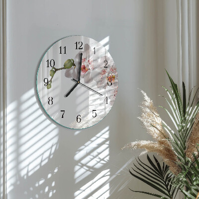 Wanduhr rund Orchidee