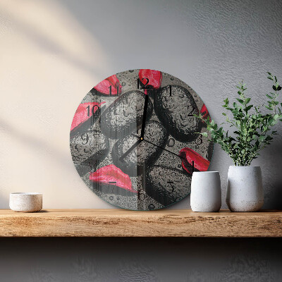 Wanduhr rund Steine