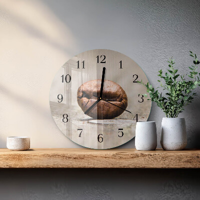 Wanduhr rund Kaffeebohne