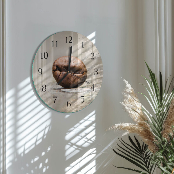 Wanduhr rund Kaffeebohne