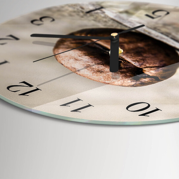 Wanduhr rund Kaffeebohne