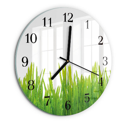 Wanduhr rund Gras