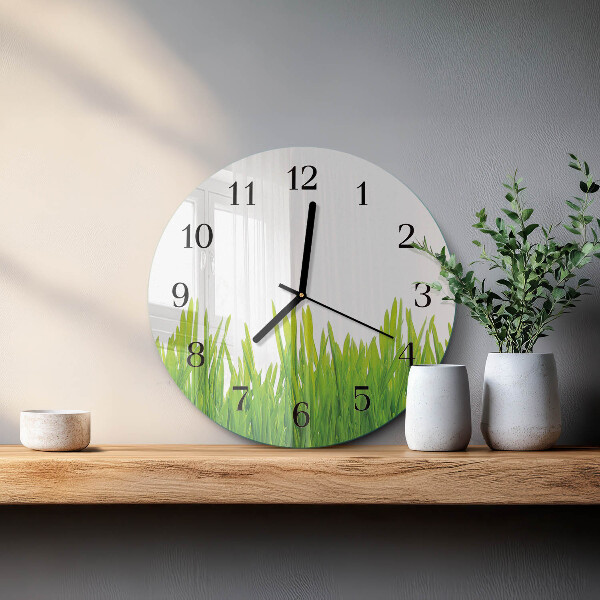 Wanduhr rund Gras