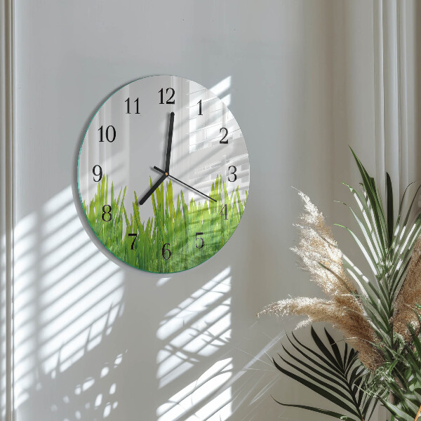 Wanduhr rund Gras