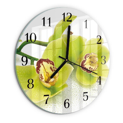 Wanduhr rund Orchidee