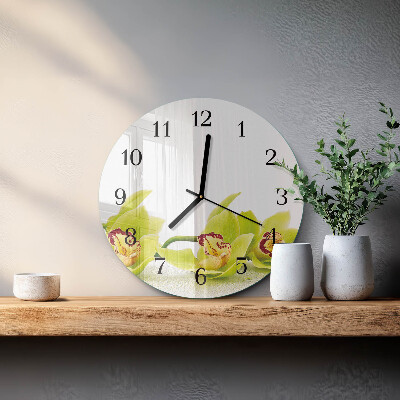 Wanduhr rund Orchidee