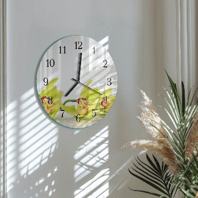 Wanduhr rund Orchidee