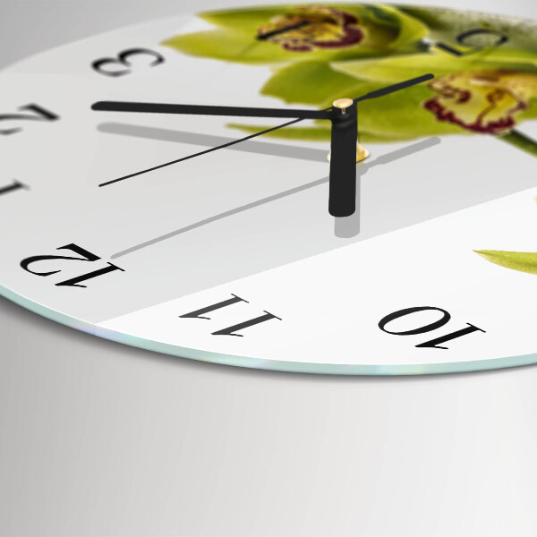 Wanduhr rund Orchidee