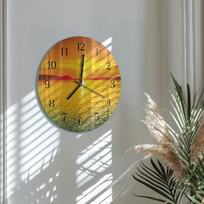 Wanduhr rund Sonnenuntergang