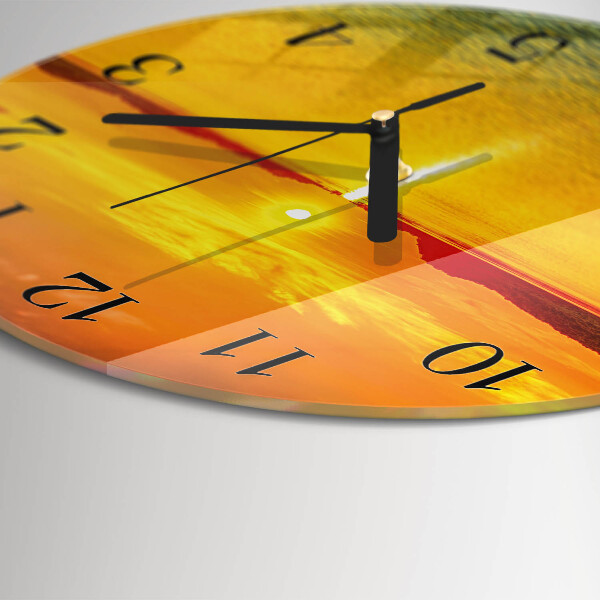 Wanduhr rund Sonnenuntergang