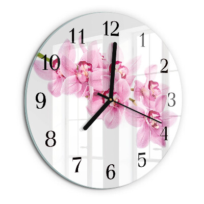 Wanduhr rund Orchidee