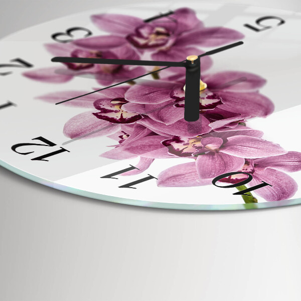 Wanduhr rund Orchidee