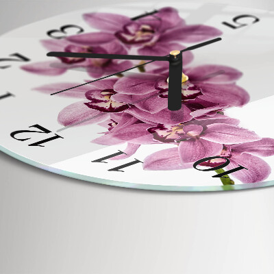 Wanduhr rund Orchidee