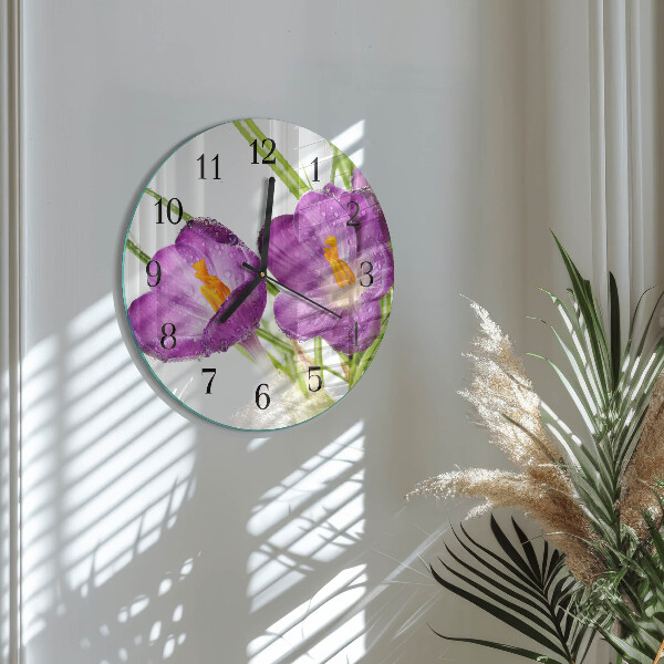 Wanduhr rund Krokusse