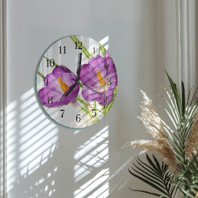 Wanduhr rund Krokusse
